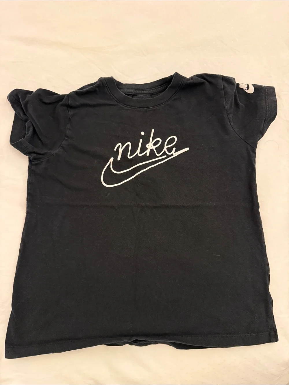Nike Black Kids Script Logo Short Sleeve Tee